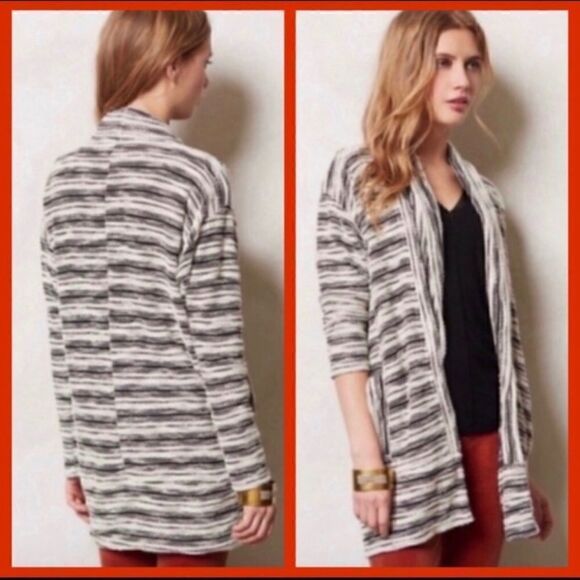 ANTHROPOLOGIE DOLAN VERONA MARBLED KNIT OPEN CARDIGAN WITH POCKETS - Picture 1 of 5